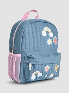 กระเป๋าเป้ขนาดกลางผ้าเดนิมลายควิลท์ปักลาย - Product Image 2