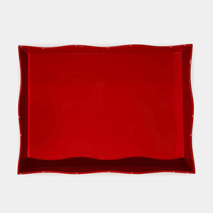 Plateau de laque de bord de vague rouge vif de haute qualité plateau de service décoratif laqué à la main moderne pour décor de Table à manger - Product Image 4