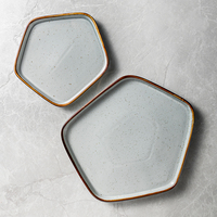 Assiettes en céramique grises claires durables et résistantes aux rayures avec glaçure réactive – Vaisselle de restaurant