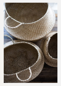 Rustique Pliable À La Main Seagrass Ventre Panier Naturel Tissé De Stockage Organisateur Décor - Product Image 4