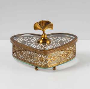 Cesta de Almacenamiento de Metal en Forma de Corazón con Asa, Organizador Decorativo para Dulces, Bocadillos, Pan, Mesa de Servicio, Decoración del Hogar - Product Image 1