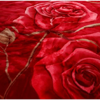Manta de lana de visón de imitación coreana pesada ponderada 2 capas Reversible sedoso suave felpa cálida cama King | Color rojo/dorado
