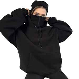 Sweat à capuche pour hommes masqués Ninja personnalisé coton lourd Patchwork Double capuche fermeture éclair cagoule lavage à l'acide Hoodies - Product Image 1