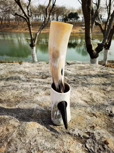 ฮอร์นดื่มไวกิ้งแก้วเบียร์ไวน์มธุรสยุคกลางทำมือแตรวัวตั้งทำเครื่องดื่มฮอร์นจากงานฝีมือเสี้ยว - Product Image 6