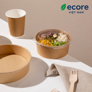 Bol en papier kraft jetable de qualité export, écologique, pour la restauration à emporter et la livraison de repas - Product Image 1