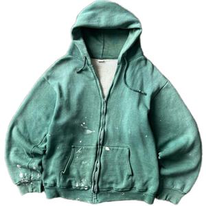 Custom Trendy New Fashion Streetwear Oversize Heavyweight 100% Cotton Acid Wash Hoodies Distressed Zip up Vintage Hoodie para hombres - Product Image 5