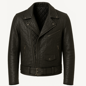 Veste en cuir véritable pour hommes 100 pour cent vêtements d'extérieur en cuir de vachette véritable manteau de motard de créateur fabriqué à la main de luxe moto de haute qualité - Product Image 1