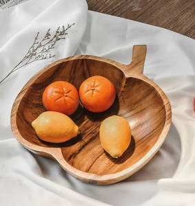 Cuenco de madera con forma de manzana Cuenco de fruta y ensalada de madera de acacia natural de alta calidad Venta más vendida - Product Image 2