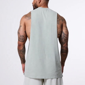 Débardeurs pour hommes vintage 100% coton, col rond, sans manches, avec emmanchures profondes, séchage rapide, motif 3D délavé à l'acide, pour la salle de sport - Product Image 2