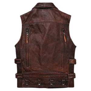 Gilet en cuir coupe-vent tendance pour homme, style urbain, fermeture boutonnée, personnalisable, emballage prêt à la vente - Product Image 3