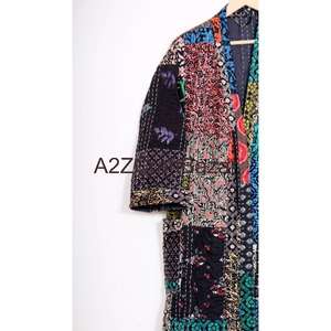 Elegante Bata de Mujer de Algodón 100% de Lujo, con Cuello en V, Cordón Ajustable, Manga Larga Tres Cuartos, Estampado Floral, para Invierno - Product Image 3