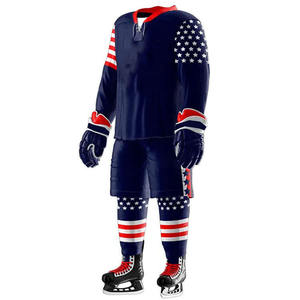 Unique Style <b>Heat</b>-Transfer Printed Breathable Sports Wear Customized Ice Hockey Uniform Set Customize Color 100% Polyester OEM - Product Image 4