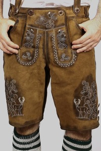 Prince Oktoberfest Pantalones cortos de cuero/Alemán Trachten Bavarian Tradicional Hombres Venta al por mayor Pantalones cortos de cuero Lederhose - Product Image 2