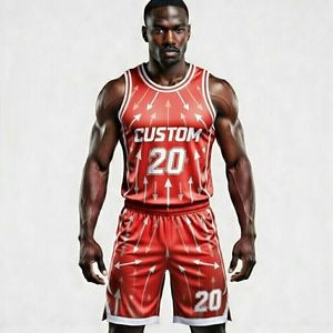 Uniforme de basket-ball pour hommes en tissu mesh 100% polyester respirant, anti-UV, anti-bactérien, avec logo personnalisé OEM/ODM - Product Image 1