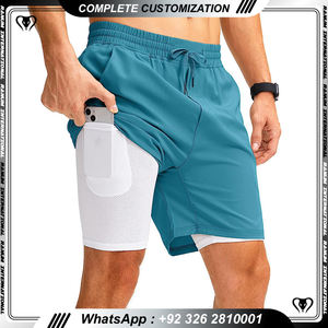 Pantalones cortos 2 en 1 con bolsillo para hombre, con logotipo diseño personalizado, esenciales para entrenamiento, venta al por mayor - Product Image 6