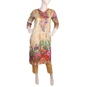 Traje de Dos Piezas Estampado para Mujer - Beige - Product Image 4