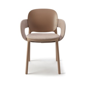 Modern Dining Armchair Recycled Polymer <b>Shell</b> Upholstered Seat Cushion and Back Band for Restaurant Hotel Lounge Made in Italy - Product Image 3