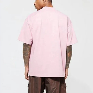 men's <b>t</b>-<b>shirts</b> Men'S 100% Cotton <b>T</b>-<b>Shirt</b> 300 Gsm Mock <b>Neck</b> Rib <b>Oversize</b> Plain Streetwear Vintage Blank Drop Shoulder - Product Image 5