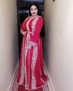 Red Pink Moroccan Caftan <b>Kaftan</b> Handmade Golden Gold Embroidered Casual Style Anti-Static <b>Plus</b> <b>Size</b> <b>Dress</b> Traditional Muslim - Product Image 3