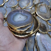 Sous-verres en tranches d'agate brune en gros, pierre semi-précieuse de quartz, artisanat, meilleure vente, Feng Shui, ovale, Gujarat, décoration de table pour la maison