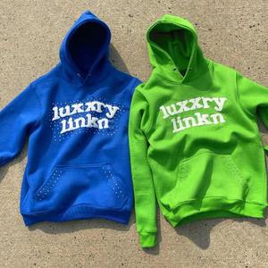 Sweat à capuche à fermeture éclair sur le devant avec logo personnalisé pour hommes, streetwear d'hiver en coton éponge française. - Product Image 5