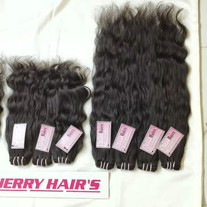 100% humain vierge droite ondulée cheveux bouclés armure pas cher brut indien cheveux Machine trame - Product Image 1