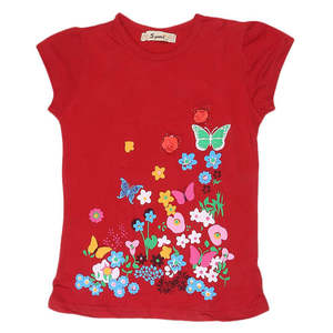 Camiseta de Manga Corta para Niñas - Color Granate - Product Image 1