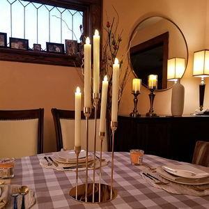 Soporte de vela de metal y vidrio cónico plateado elegante mesa de comedor para fiesta de boda centro de mesa para decoraciones del hogar - Product Image 6