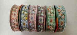 Custom Made Machine Embroidered <b>Ribbons</b> in Floral Designs & in Six Colours for <b>Wedding</b> Dresses in 1 Inch Width on Net Fabric. - Product Image 3