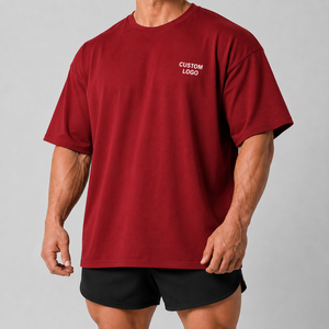 <b>White</b> Oversized Men's Woven Antibacterial Cotton T-Shirt Custom Logo Short Sleeve Crew Neck Streetwear Casual Top - Product Image 4