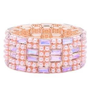Bracciali e braccialetti eleganti con perle placcati oro di colore bianco - Product Image 2