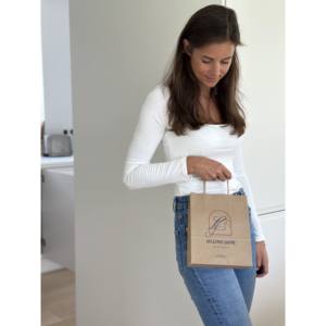 Sacs en papier kraft recyclables à poignée torsadée, imprimés offset promotionnels, 90g, 18x8x22.5cm - Product Image 5