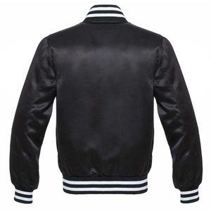 Chaqueta Deportiva Personalizada para Equipo, Blanca y Negra, de Béisbol, Chaquetas Varsity de Satén para Hombre, Chaqueta Bomber de Satén de Alta Calidad Personalizada para Hombre - Product Image 2