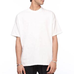 T-shirt surdimensionné vintage pour hommes personnalisé en gros pour le printemps été lourd 100% coton coupe ample tissu en jersey motif uni - Product Image 5