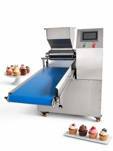 Automatic Cupcake Decorating Machine HK Aushine AS-CM400/CM600-3 Industrial Food Grade Stainless Steel Blue Conveyor Belt - Product Image 1