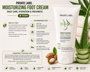 Crema Hidratante para Pies de Marca Privada 150ml OEM |   Cuidado de los pies hidratante y reparador, antiolor, de rápida absorción |   Vegano Natural España UE - Product Image 3