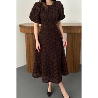 Robe marron pour femme Elisa Fashion avec des roses