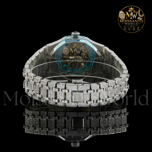 Montre de luxe personnalisée en moissanite pour homme, entièrement sertie de diamants, automatique, mécanique, entièrement plaquée or blanc, acier inoxydable, étanche - Product Image 3