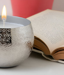 <b>Bulk</b> Silver Textured Tabletop Metal <b>Candle</b> For Home Decor Wedding Gifting Purpose - Product Image 3