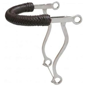 Muserolle en cuir doublée de polaire hackamore avec des joues en acier inoxydable Western Bits - Product Image 4