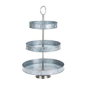 ถาดเสิร์ฟผลไม้ชุบสังกะสีโบราณ,ถาดเค้ก3ชั้นทำจากโลหะงานทำมือพร้อมด้ามจับสำหรับร้านอาหาร - Product Image 1