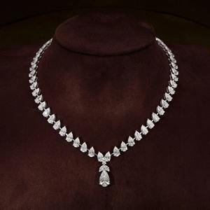 Hand Made 50 Ct Pear Cut VVS Moissanite Diamond Drop <b>Tennis</b> Chain <b>Necklace</b> Pendant For Bridal Gift With 925 <b>Silver</b> Fine Jewelry - Product Image 1