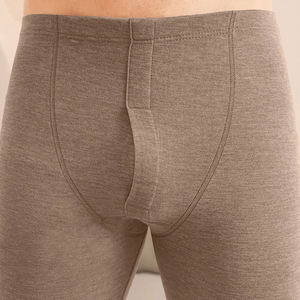 ชุดลองจอนสำหรับผู้ชายชุดลองจอนแบบยาวคอกลมผ้าคอตตอนระบายอากาศได้สีน้ำตาลอ่อนดีไซน์ดีที่สุด - Product Image 6