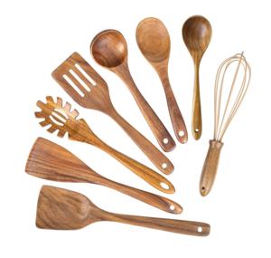 Ustensiles de cuisine en bois Lot de 10 ustensiles de cuisine Serveurs à salade Lot de 2 Serveurs à salade en bois Lot de 2 KETCHENWAR UNIQUE FAIT À LA MAIN - Product Image 6