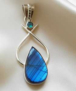 Pendentif Labradorite de feu bleu avec bijoux en pierres précieuses vintage faits à la main en argent sterling 925 cadeau pour elle - Product Image 2