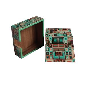 Juego de Posavasos de Madera Elegante con Estampado de Esmalte, Personalización de Marca, MDF, para Bebidas, Vino, Té, Decoración de Mesa, Mantel Individual con Estuche - Product Image 1