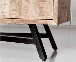 Rustic Mango Wood & Iron Sideboard Industrial style living room storage with drawers and <b>shelves</b>. - Product Image 5