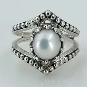 Navya Craft Handmade 925 Sterling <b>Silver</b> Freshwater Pearl <b>Statement</b> <b>Ring</b> Boho June Birthstone Jewelry with Sizes 4 13 for Women - Product Image 2