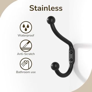 Unique Black <b>Wall</b> Mounted Aluminium Coat <b>Hooks</b> Hanger With Screw <b>for</b> Towel <b>Key</b> Robe Scarf Bag Cap Coffee Cups - Product Image 2