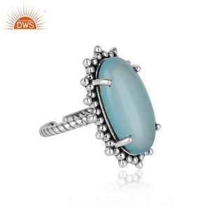 Meilleure vente Bague en argent sterling plaqué or 18 carats avec pierre précieuse calcédoine naturelle Demi Fine Jewelry Fabricant - Product Image 4